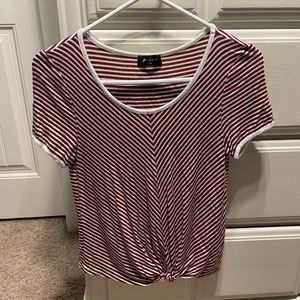 burgundy striped top